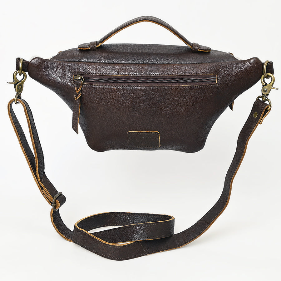 American Darling Fanny Pack Western Hair-On Cowhide Genuine Leather Handcrafted Waist Bag with Braided Edge and YKK Zipper