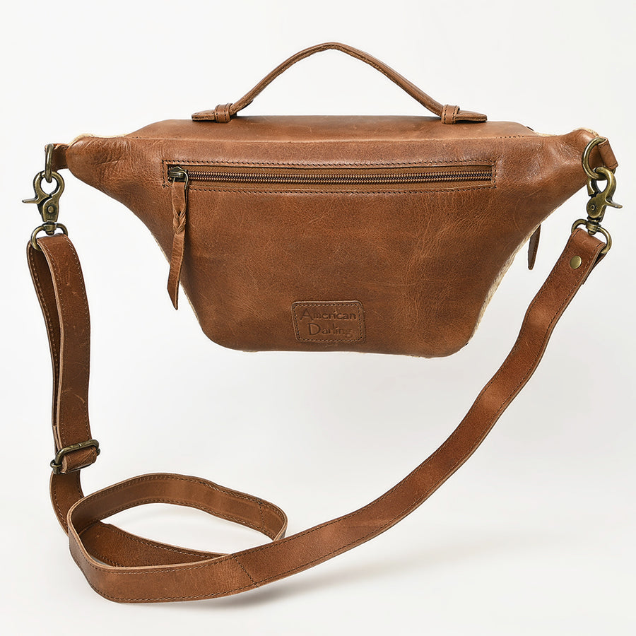 American Darling Fanny Pack Western Hair-On Cowhide Genuine Leather Handcrafted Waist Bag with Braided Edge and YKK Zipper