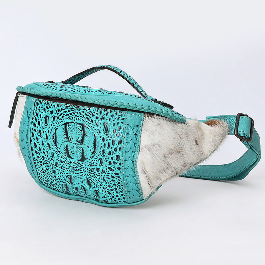 American Darling Handcrafted Western Leather Fanny Pack - Hair-On Cowhide Genuine Leather - Hilason