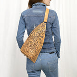 American Darling Sling Hand Tooled Genuine Leather Women Bag Western Handbag Purse