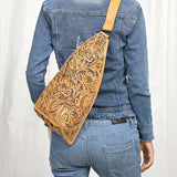 American Darling ADBG1443A Sling Hand Tooled Genuine Leather Women Bag Western Handbag Purse