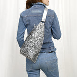 American Darling ADBG1443D Sling Hand Tooled Genuine Leather Women Bag Western Handbag Purse
