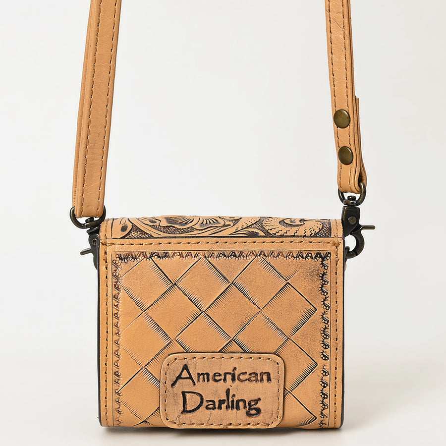 American Darling Hand Tooled Genuine Leather Western Wallet Bag – Compact Crossbody with Premium Craftsmanship for Everyday Use