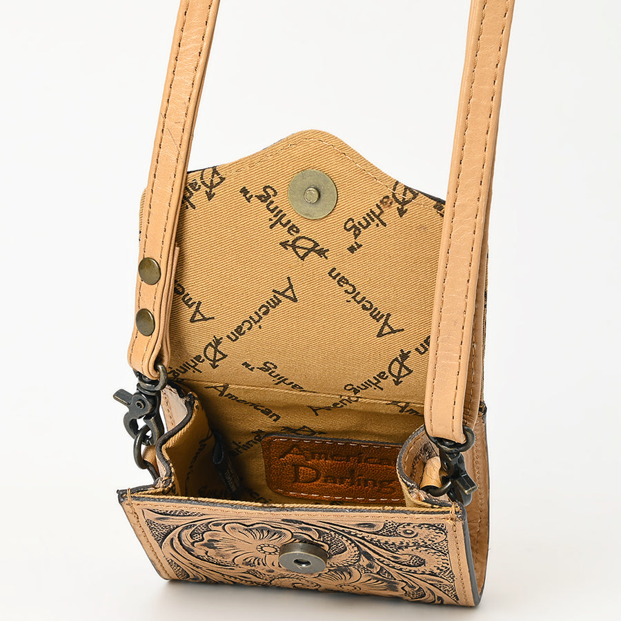American Darling Hand Tooled Genuine Leather Western Wallet Bag – Compact Crossbody with Premium Craftsmanship for Everyday Use