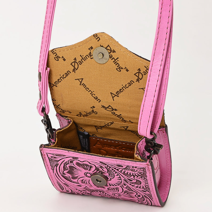 American Darling Hand Tooled Genuine Leather Western Wallet Bag – Compact Crossbody with Premium Craftsmanship for Everyday Use
