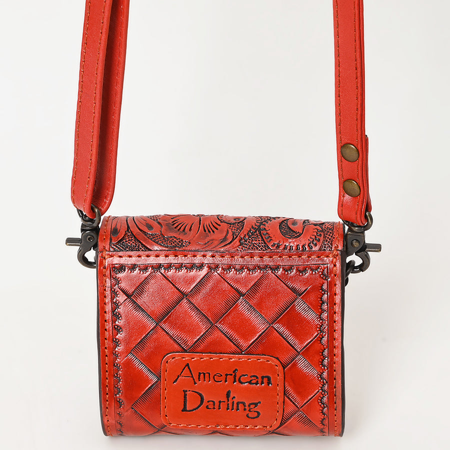 American Darling Hand Tooled Genuine Leather Western Wallet Bag – Compact Crossbody with Premium Craftsmanship for Everyday Use