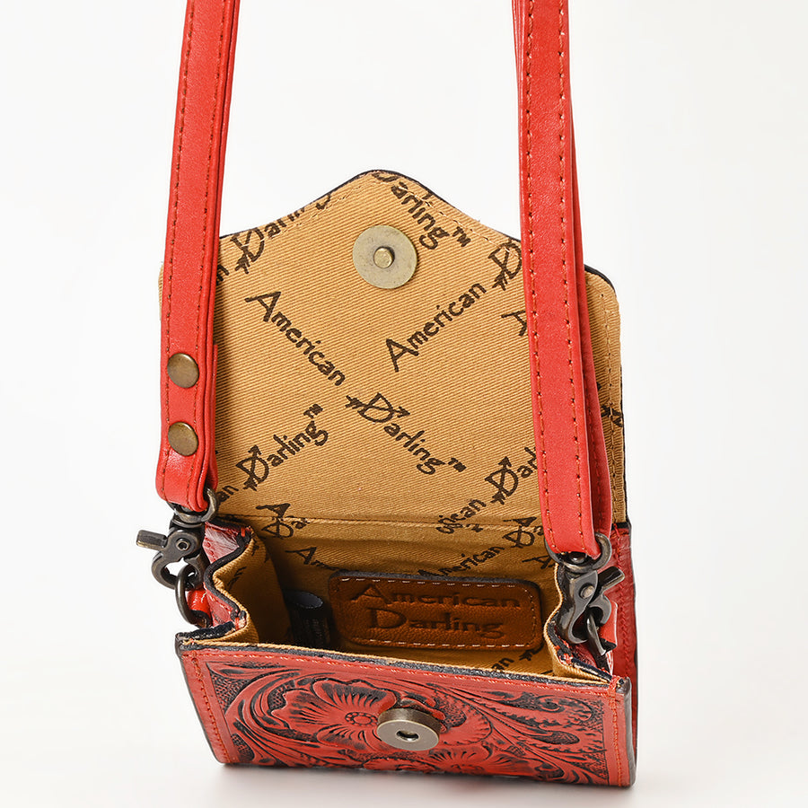 American Darling Hand Tooled Genuine Leather Western Wallet Bag – Compact Crossbody with Premium Craftsmanship for Everyday Use