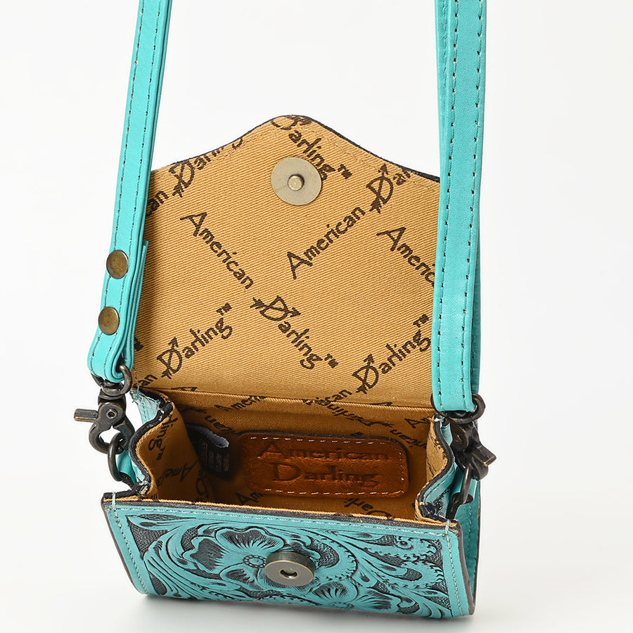 American Darling Hand Tooled Genuine Leather Western Wallet Bag – Compact Crossbody with Premium Craftsmanship for Everyday Use