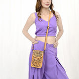 American Darling Cell Phone Holder Hand Tooled Genuine Leather Women Bag Western Handbag Purse