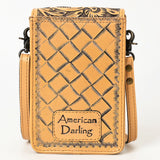 American Darling ADBG1448A Cell Phone Holder Hand Tooled Genuine Leather Women Bag Western Handbag Purse