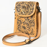 American Darling ADBG1448A Cell Phone Holder Hand Tooled Genuine Leather Women Bag Western Handbag Purse