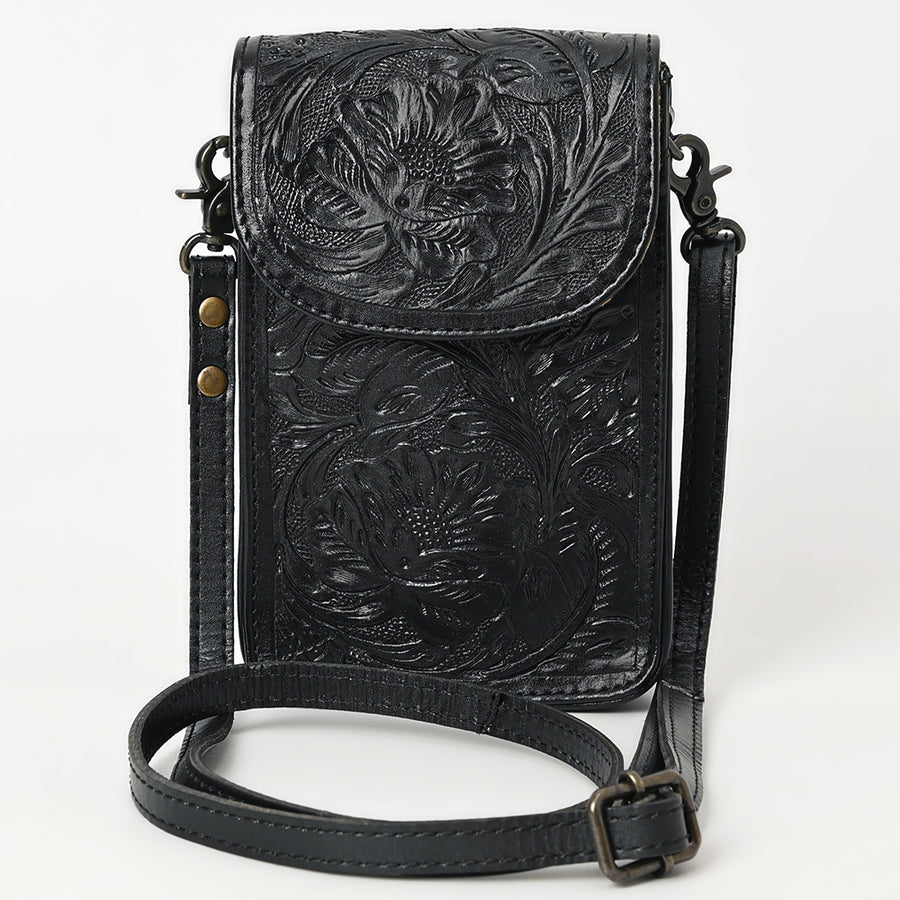 American Darling Hand Tooled Leather Cell Phone Holder – Genuine Leather Western Crossbody with Adjustable Strap