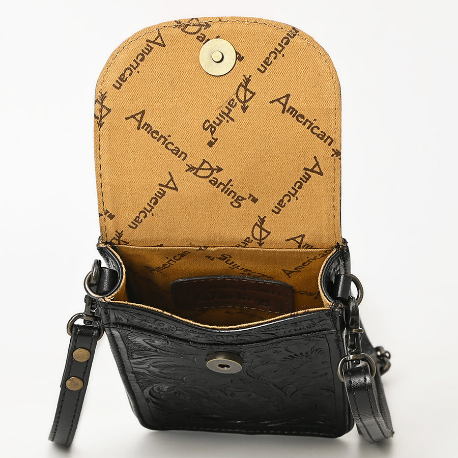 American Darling Hand Tooled Leather Cell Phone Holder – Genuine Leather Western Crossbody with Adjustable Strap