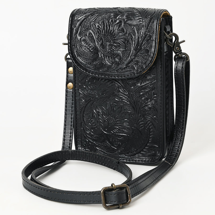 American Darling Hand Tooled Leather Cell Phone Holder - Western Crossbody - Uhorse