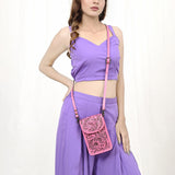 American Darling Cell Phone Holder Hand Tooled Genuine Leather Women Bag Western Handbag Purse