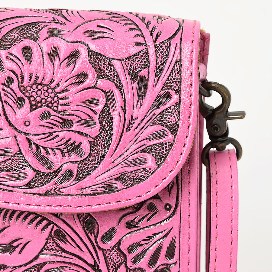 American Darling Hand Tooled Leather Cell Phone Holder – Genuine Leather Western Crossbody with Adjustable Strap