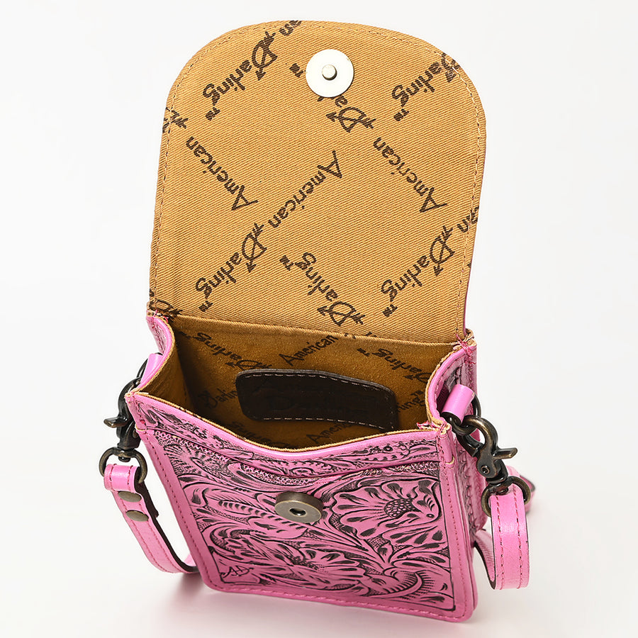 American Darling Hand Tooled Leather Cell Phone Holder – Genuine Leather Western Crossbody with Adjustable Strap