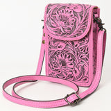 American Darling Cell Phone Holder Hand Tooled Genuine Leather Women Bag Western Handbag Purse