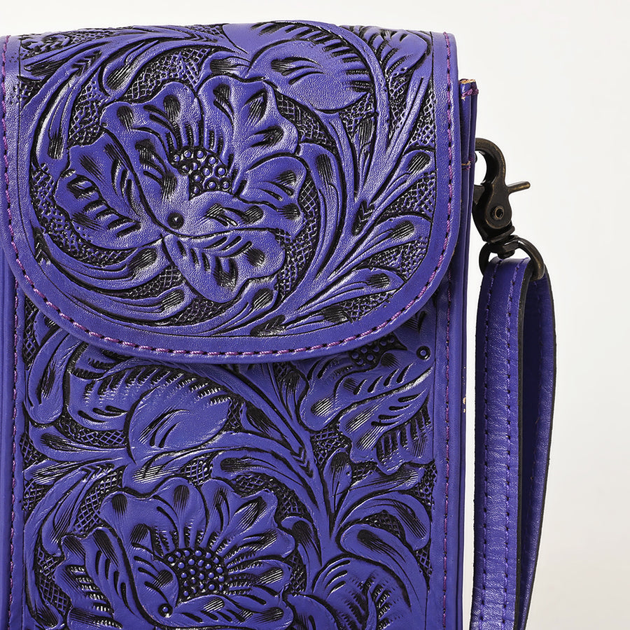 American Darling Hand Tooled Leather Cell Phone Holder – Genuine Leather Western Crossbody with Adjustable Strap