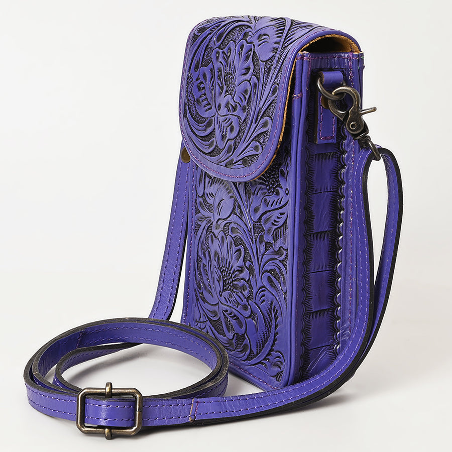 American Darling Hand Tooled Leather Cell Phone Holder – Genuine Leather Western Crossbody with Adjustable Strap