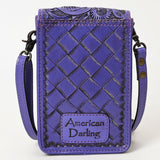 American Darling ADBG1448D Cell Phone Holder Hand Tooled Genuine Leather Women Bag Western Handbag Purse