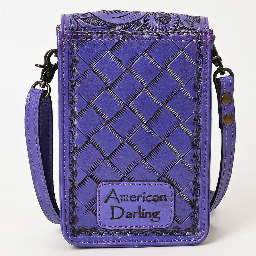 American Darling Hand Tooled Leather Cell Phone Holder – Genuine Leather Western Crossbody with Adjustable Strap