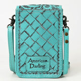 American Darling Cell Phone Holder Hand Tooled Genuine Leather Women Bag Western Handbag Purse