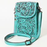 American Darling Cell Phone Holder Hand Tooled Genuine Leather Women Bag Western Handbag Purse