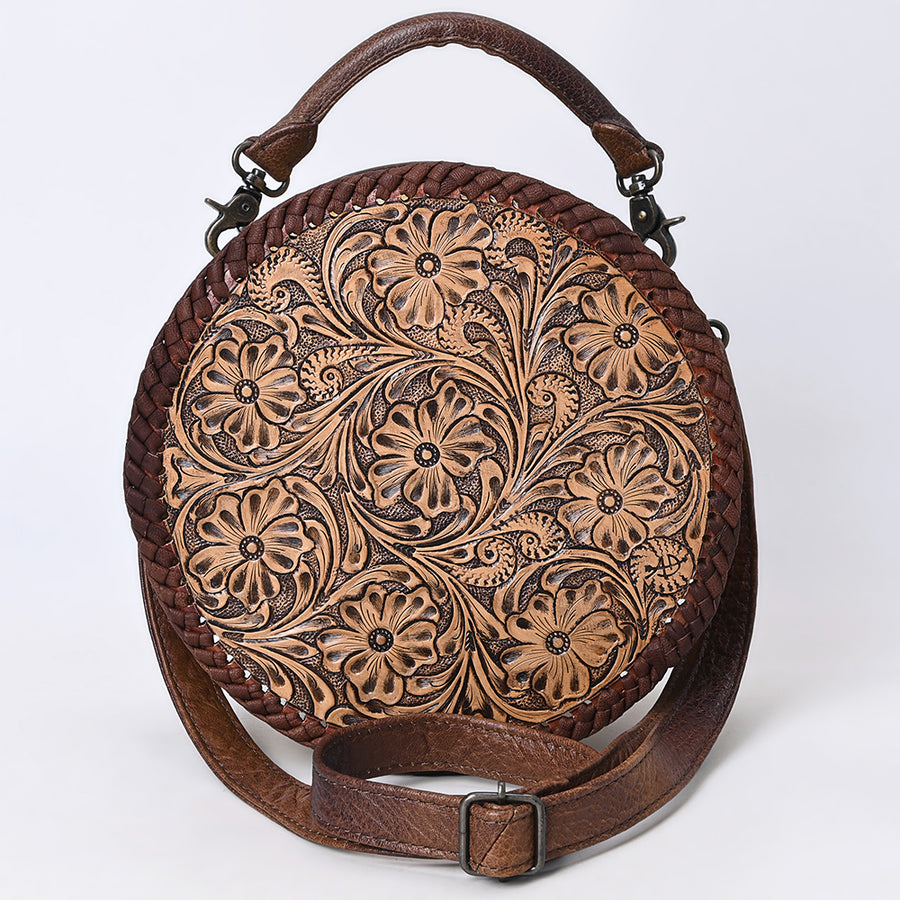 American Darling Hand Tooled Western Leather Canteen Bag – Genuine Leather Floral Carved Crossbody with Strap for Everyday Wear