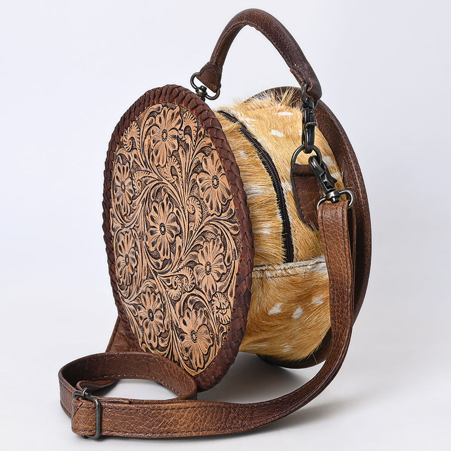 American Darling Hand Tooled Western Leather Canteen Bag – Genuine Leather Floral Carved Crossbody with Strap for Everyday Wear