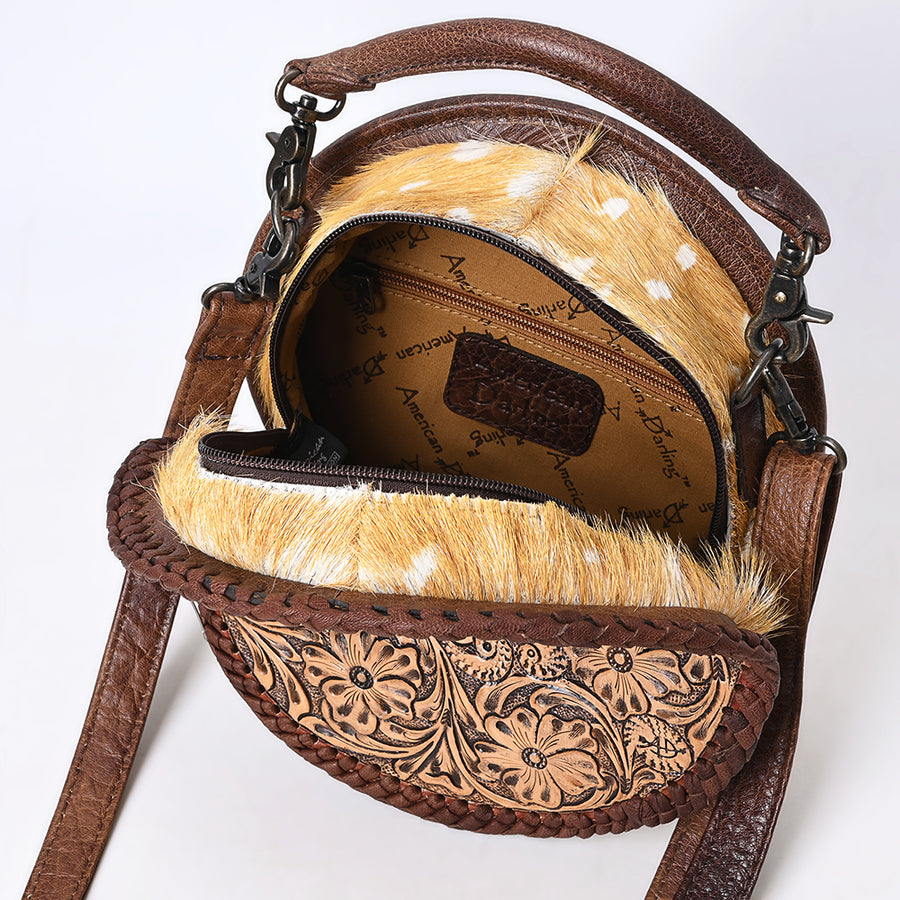 American Darling Hand Tooled Western Leather Canteen Bag – Genuine Leather Floral Carved Crossbody with Strap for Everyday Wear