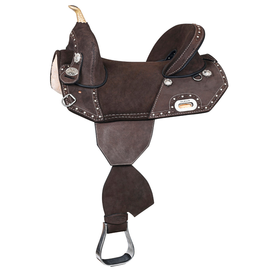 Hilason Western Horse Trail Barrel Racing American Leather Saddle Brown - Uhorse