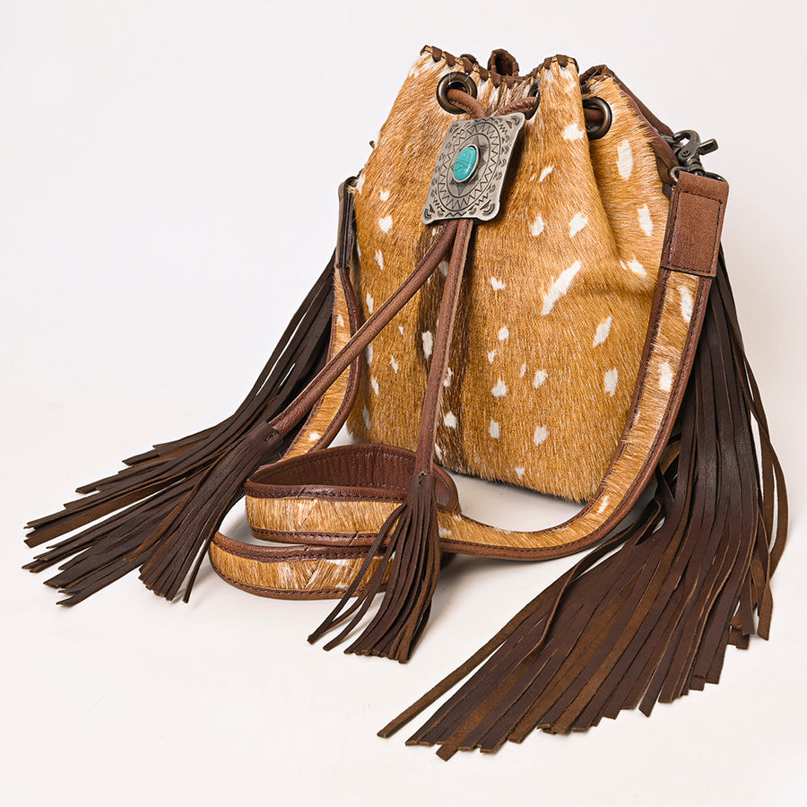 American Darling Hair-On Cowhide Bucket Bag | Western Fringe Purse - Uhorse