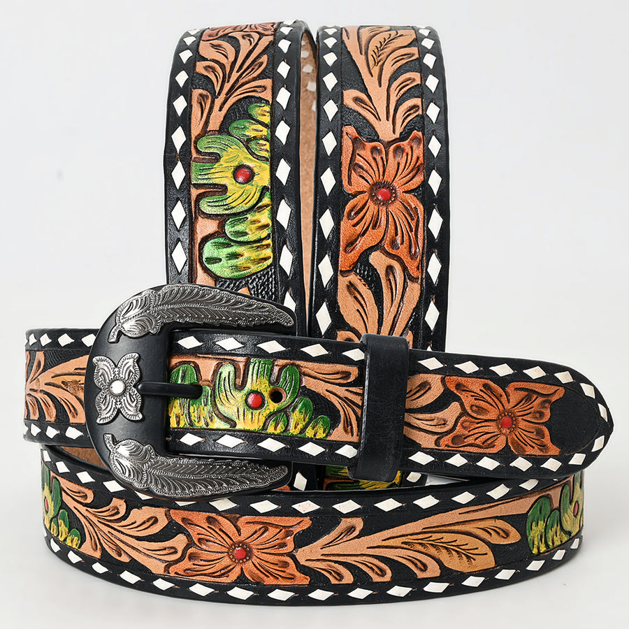 Beautifully Hand Tooled Genuine American Leather Belt Men and Women - Uhorse