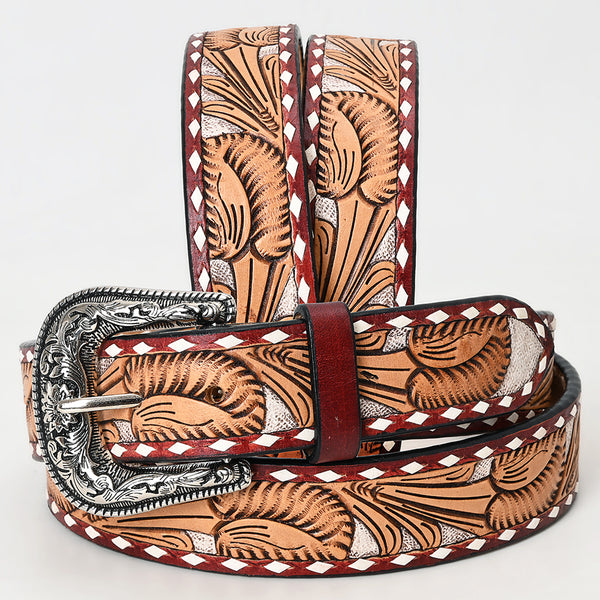 Beautifully Hand Tooled Genuine American Leather Belt Men and Women - Uhorse