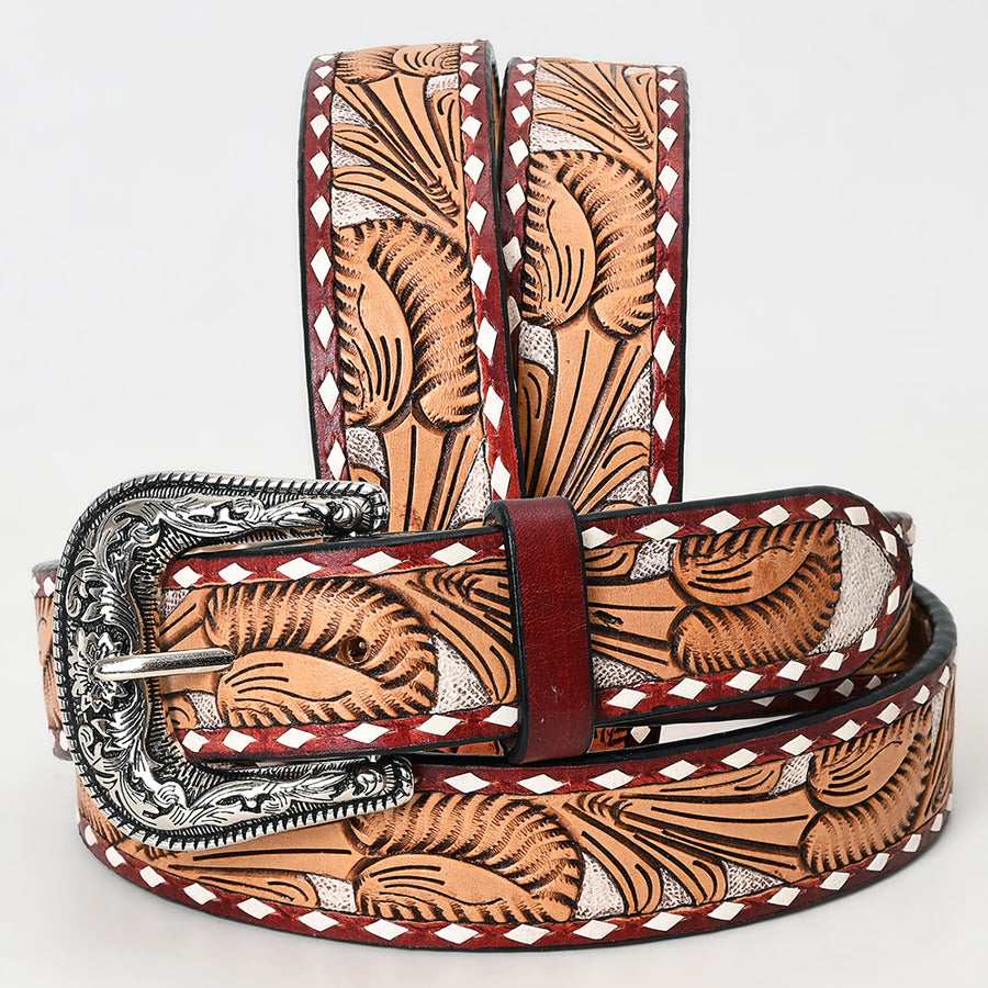 Beautifully Hand Tooled Genuine American Leather Belt Men and Women - Uhorse
