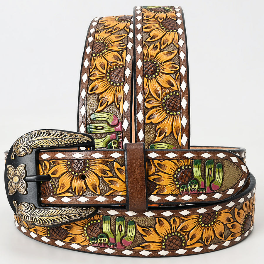 Beautifully Hand Tooled Genuine American Leather Belt Men and Women - Uhorse