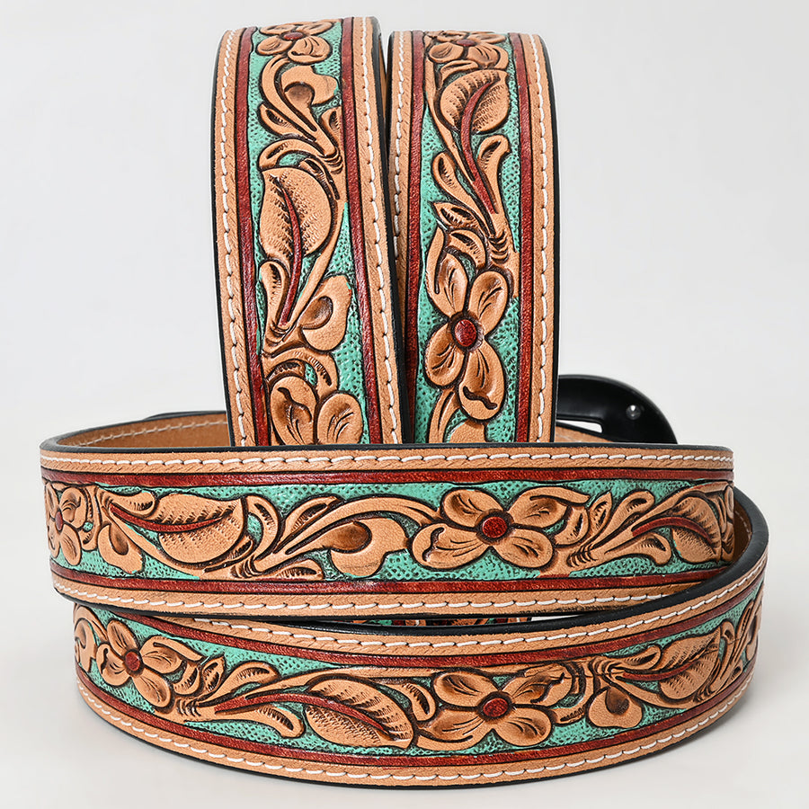 American Darling Beautifully Hand Tooled Brown Genuine Leather Apparel Belt Men and Women