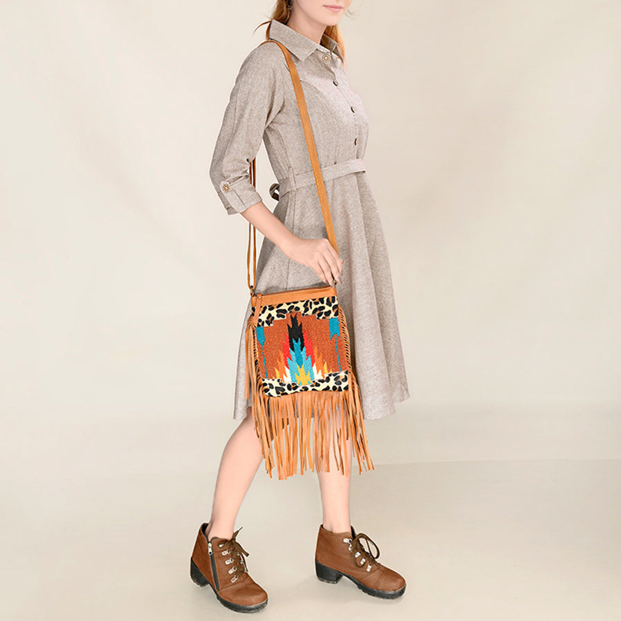 OHLAY Hobo Upcycled Wool Hair-On Genuine Leather Women Bag Western Handbag Purse | Womens Handbags Belt for Summer