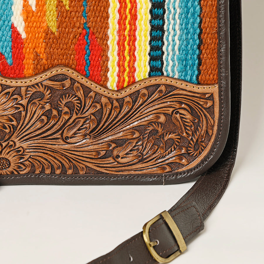 OHLAY HOBO Hand Tooled Upcycled Wool Genuine Leather Women Bag Western Handbag Purse | Womens Handbags Belt for Summer