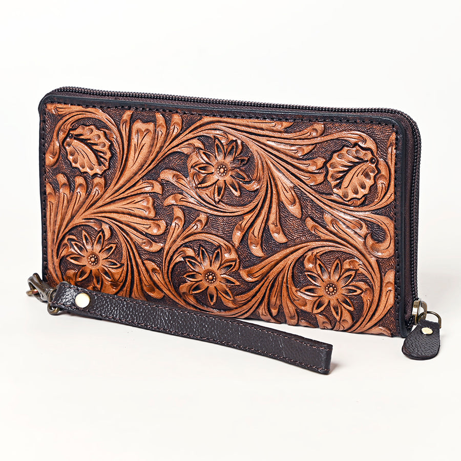 OHLAY OHA129A Clutch Hand Tooled Genuine Leather women bag western by Hilason – Cowboy and equestrian accessories