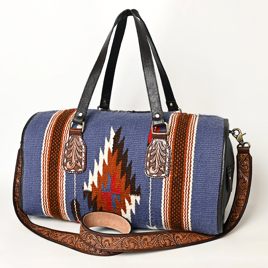 OHLAY OHA125 DUFFEL Hand Tooled Upcycled Wool Genuine Leather women by Hilason – Cowboy and equestrian accessories