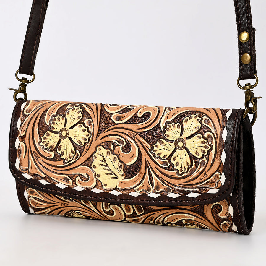 American Darling Hand Tooled Floral Carved Small Cross body Bag - Uhorse