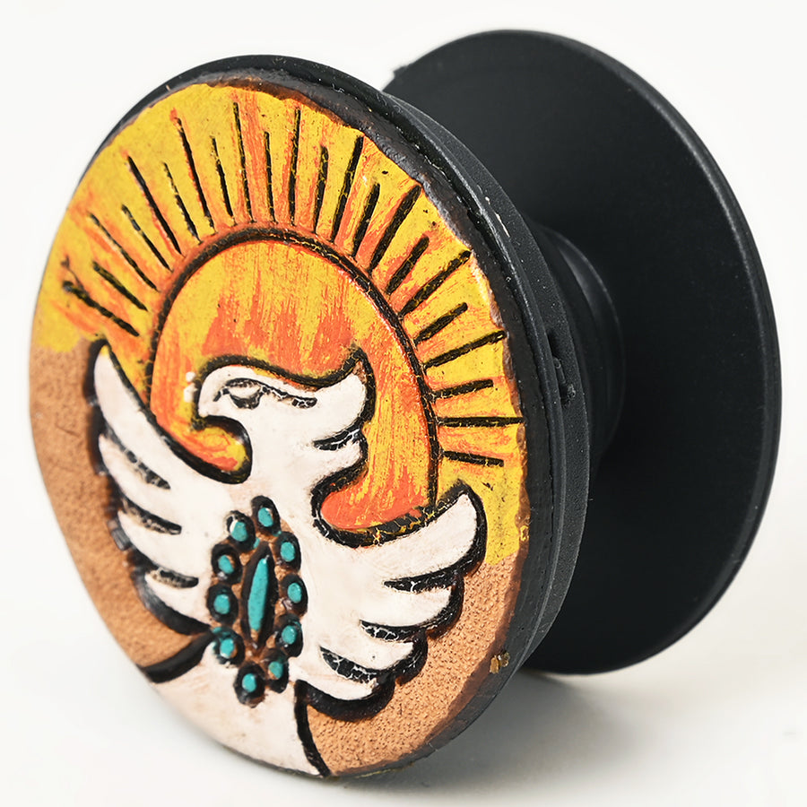 American Darling Hand Tooled Painted Sun Pop Phone Grip Stand Holder - Uhorse