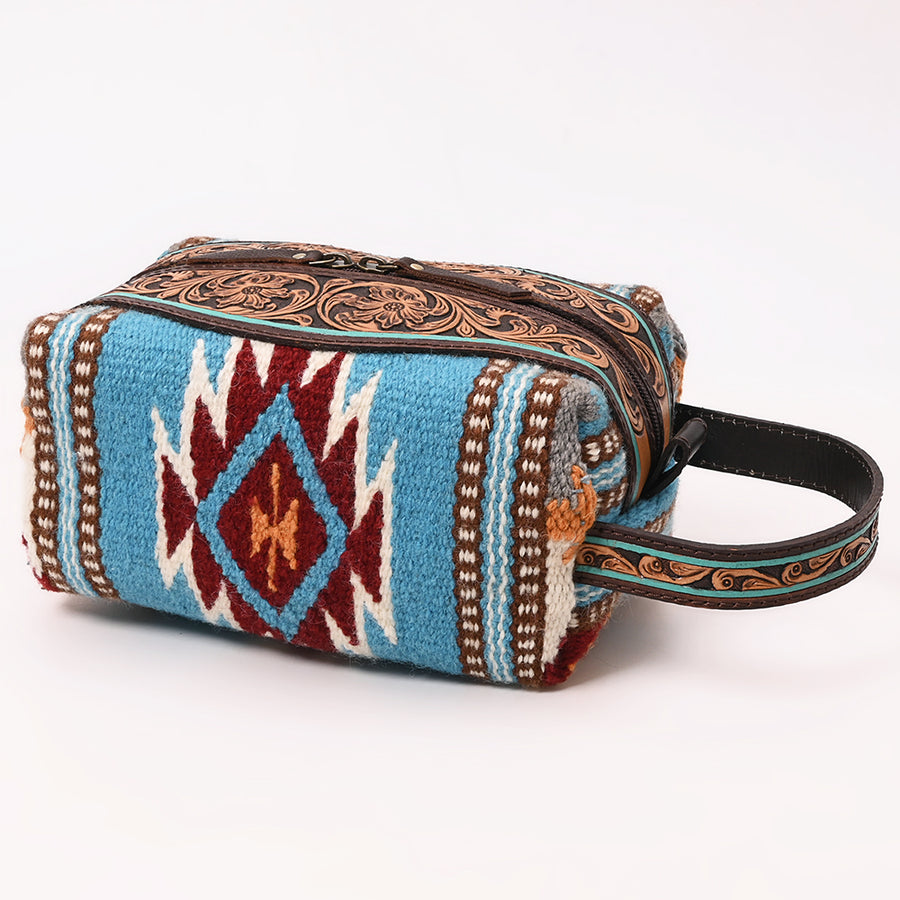 American Darling Hand Woven Saddle Blanket and Tooled Leather Toiletry - Uhorse