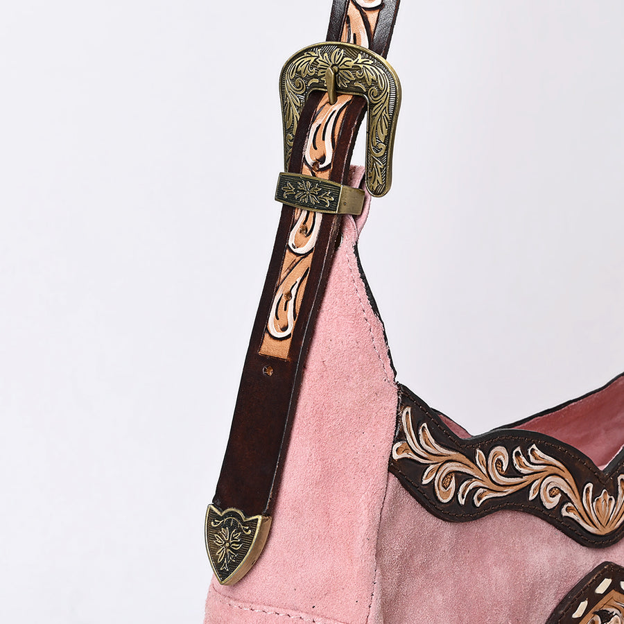 American Darling Fringed Hobo Bag Genuine Leather Hand Tooled Floral Carved Buck Stitched Western Purse YKK Zipper