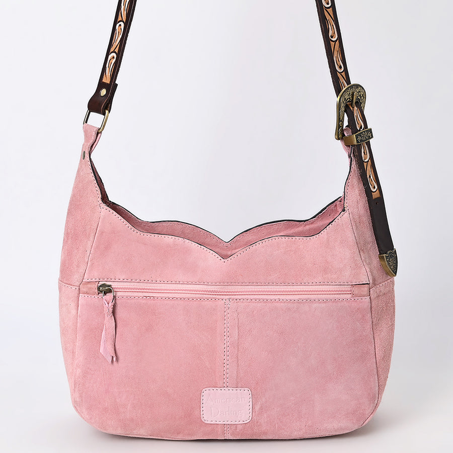 American Darling Fringed Hobo Bag Genuine Leather Hand Tooled Floral Carved Buck Stitched Western Purse YKK Zipper