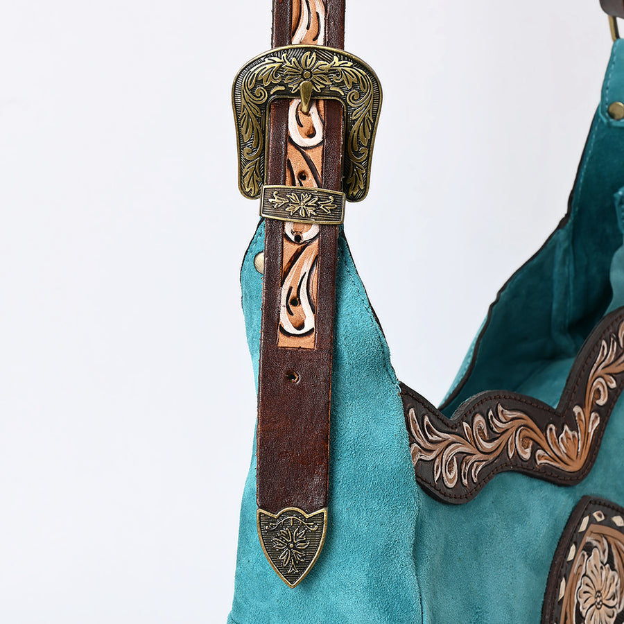 American Darling Fringed Hobo Bag Genuine Leather Hand Tooled Floral Carved Buck Stitched Western Purse YKK Zipper