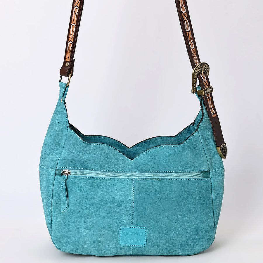 American Darling Fringed Hobo Bag Genuine Leather Hand Tooled Floral Carved Buck Stitched Western Purse YKK Zipper