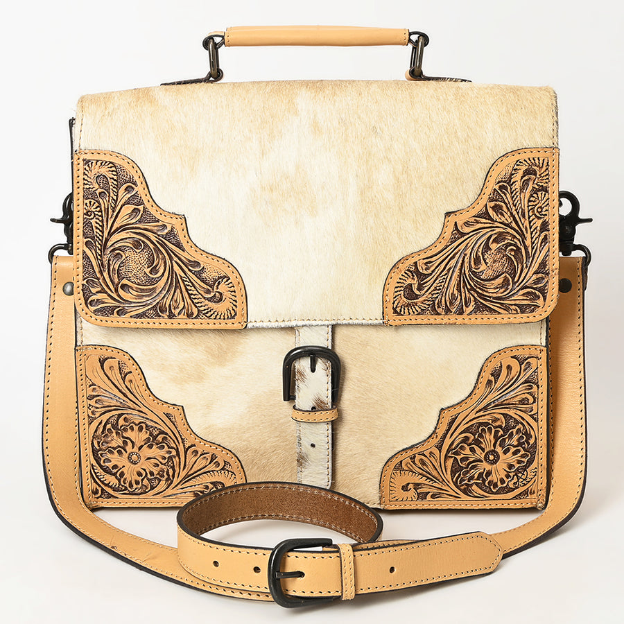 American Darling Briefcase Hand Tooled Hair on Genuine Leather Western Women Bag Handbag Purse | Travel Bags College Casual